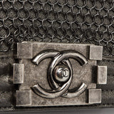 Chanel Grey Metal Chainmail Paris-Edinburgh Small Boy Flap Bag