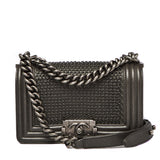 Chanel Grey Metal Chainmail Paris-Edinburgh Small Boy Flap Bag