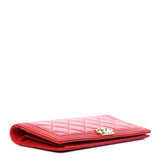 Chanel Red Quilted Lambskin Leather Boy Yen Wallet