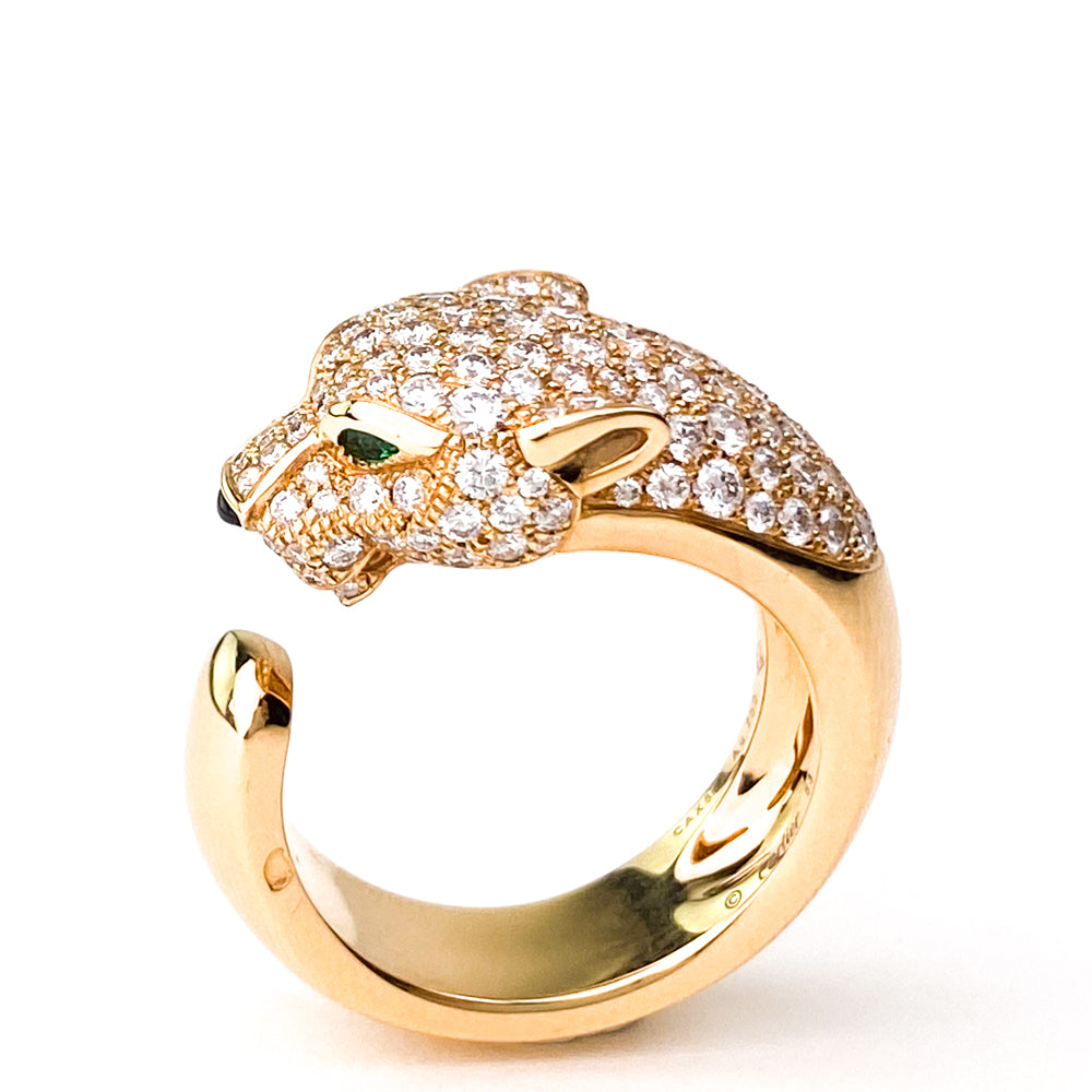 Fabriek Gebakjes beginsel Cartier Rose Gold Diamond Panthere De Cartier Ring 18K 53