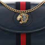 Gucci Blue Leather Tiger Rajah Web Chain Mini Shoulder Bag 573797-0959