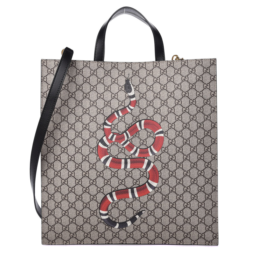 Gucci GG Print Red Canvas And Leather Small Tote Shoulder Bag