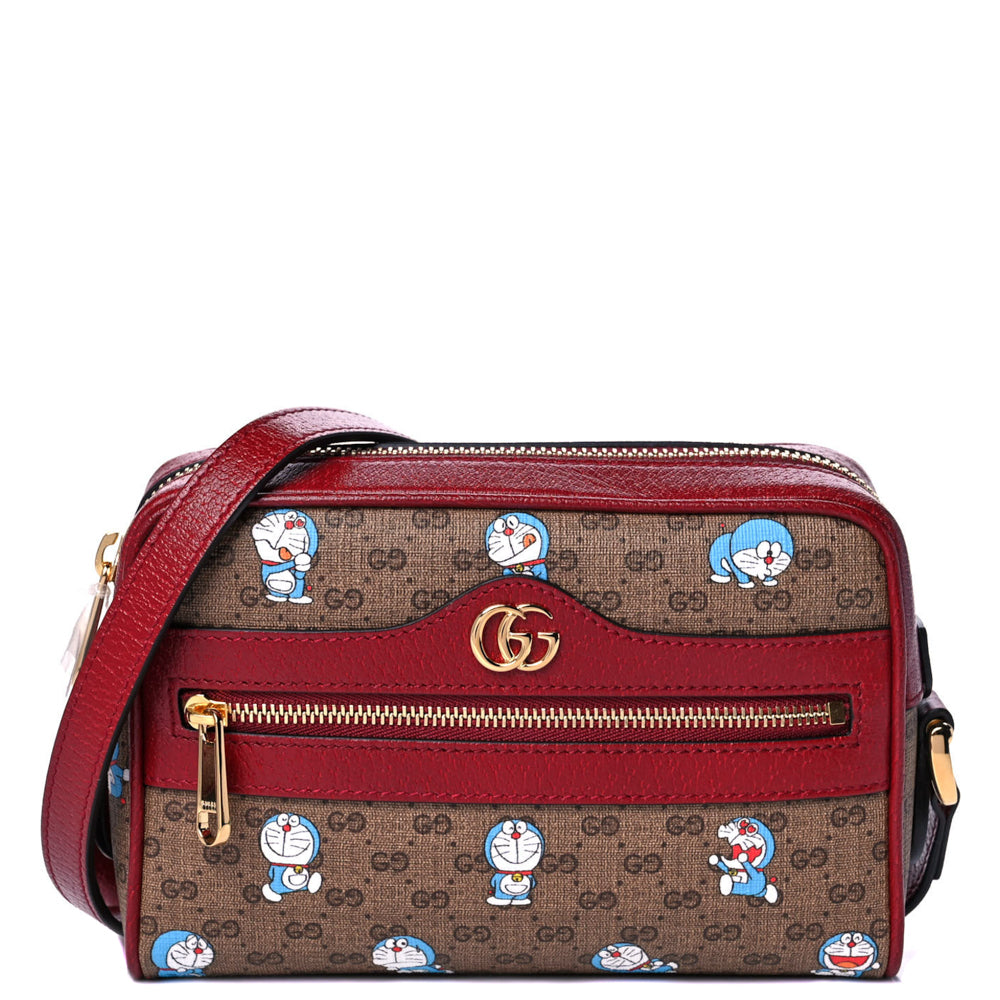 Authenticated Used Gucci GUCCI×DORAEMON Doraemon GG Supreme Shoulder Bag  574886 Beige Red 