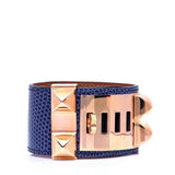 Mykonos Blue Niloticus Lizard Rose Gold Plated Collier de Chien Bracelet Side View Medor