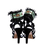 Isabel Marant Black Leather Abrily Santa Fe Fringe Sandals 36