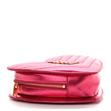 Saint Laurent Pink Chevron Monogram Small Love Heart Chain Bag