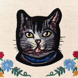 Gucci Linen Cat Embroidered Ricama Bag 499617 213317