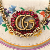 Gucci Linen Cat Embroidered Shoulder Bag