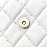 Chanel White Calfskin Quilted Leather Maxi Pearl Mini Wallet On Chain WOC Bag