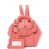 Balenciaga Rose Azalee Lambskin Leather Giant 12 Gold Sac Convertible Backpack Bag - Luxybit