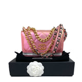 CHANEL 19 WALLET ON CHAIN Metallic Iridescent Pink WOC Bag