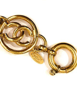CC Logo Openwork Round Link Bracelet 93P Vintage Gold.