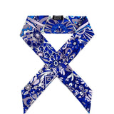 Silk L'Ivresse De L Infini Twilly Scarf Bleu Nuit Blanc.
