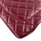 Caviar Quilted Jumbo Single Flap Burgundy Red.