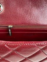 Caviar Quilted Jumbo Single Flap Burgundy Red.