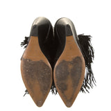 Isabel Marant Black Suede Fringed Jacob Wedge Boots 37