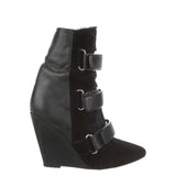 Isabel Marant Black Leather Pierce Goat Hair Ankle Boots