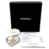 Chanel Light Gold Crystal Heart CC Brooch - luxybit