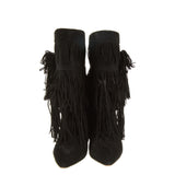 Isabel Marant Black Suede Fringed Jacob Wedge Boots