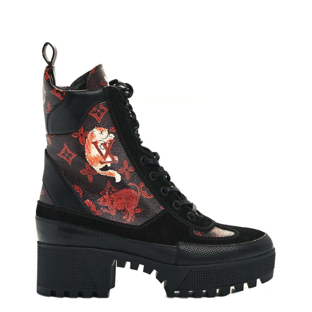 Louis Vuitton Marron Calfskin Catogram Laureate Platform Desert