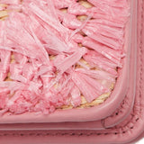 Pink Woven Straw Dots Wallet on Chain Shoulder Bag - LUXYBIT