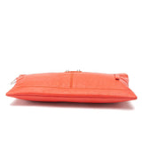 Orange Lambskin Leather Classic City Clip Pouch Clutch Bag - LUXYBIT