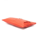 Lambskin Leather Classic City Clip Pouch Clutch Bag Orange.