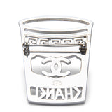 Chanel White and Blue Crystal Greek Cup Brooch Pin