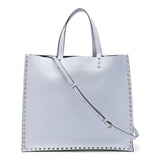 Smooth Leather Rockstud Tote Bag White.