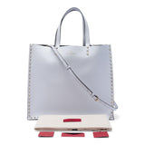 Smooth Leather Rockstud Tote Bag White.