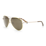 Metal Aviator Rockstud Temples Sunglasses Fluorescent Yellow.