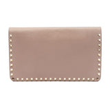 Valentino Grainy Calfskin Leather Rockstud Clutch Bag Poudre Beige