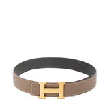 Hermes 32mm Swift Epsom Leather Reversible Constance Belt Black Etoupe 80
