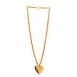 CC Heart Chain Pendant Necklace 93P Vintage Gold.