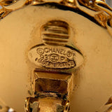 CC Round Chain Disc Clip On Earrings 93P Black and Vintage Gold.