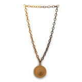 CC Round XL Medallion Rue Cambon Heavy Chain Link Necklace 92 Vintage Gold.