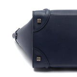 Smooth Calfskin Mini Luggage Tote Bag Ink Blue.