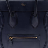 Smooth Calfskin Mini Luggage Tote Bag Ink Blue.