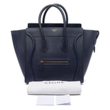 Celine Smooth Calfskin Mini Luggage Tote Bag Ink Blue.