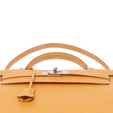 Box Leather Palladium Plated Kelly Sellier 32 Natural Bag.