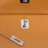Box Leather Palladium Plated Kelly Sellier 32 Natural Bag.