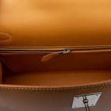 Box Leather Palladium Plated Kelly Sellier 32 Natural Bag.