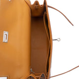 Box Leather Palladium Plated Kelly Sellier 32 Natural Bag.