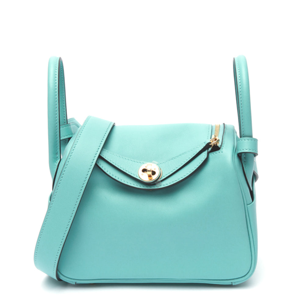 Hermes Blue Atoll/Colvert Swift Leather Berline 21 Bag