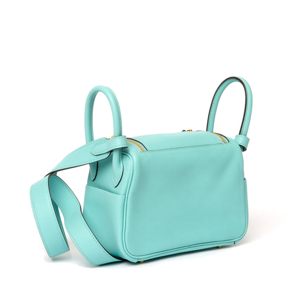 Hermes Bleu Atoll Swift Mini Lindy Bag