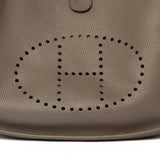 Hermes Gris Etain Clemence Leather Evelyne GM III Bag Gold Hardware