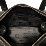 Chanel Black Quilted Leather Contrast Stitch Surpique Bowler Bag