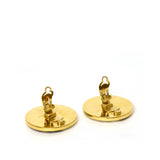 Chanel Gold Bicolor Round Disc Clip On Earrings 93P Vintage