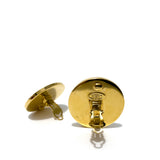 Chanel Gold Bicolor Round Disc Clip On Earrings 93P Vintage