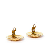 Chanel Vintage Quilted CC Gold Earrings